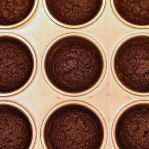 High Fiber Brownies in a muffin tin.