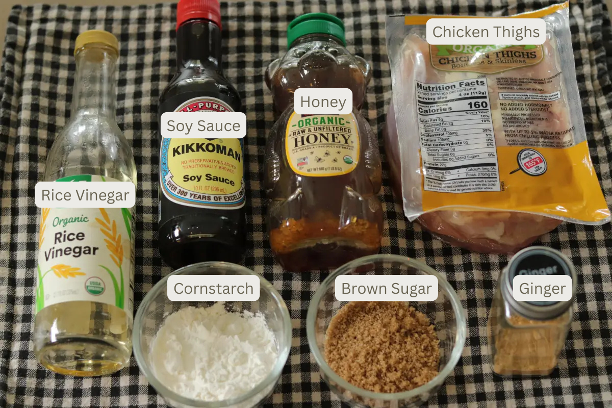 Key ingredients for slow cooker chicken teriyaki.