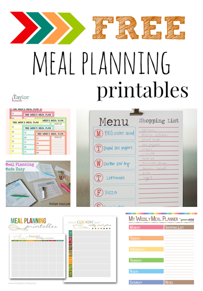 Five Fabulous Free Meal Plan Printables The Taylor House