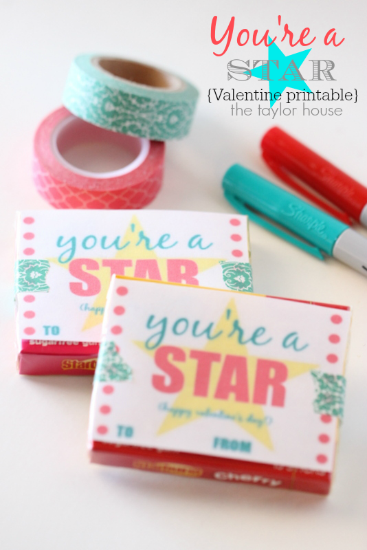 DIY Valentine Printable: You're a Star - perfect for school Valentine Party!