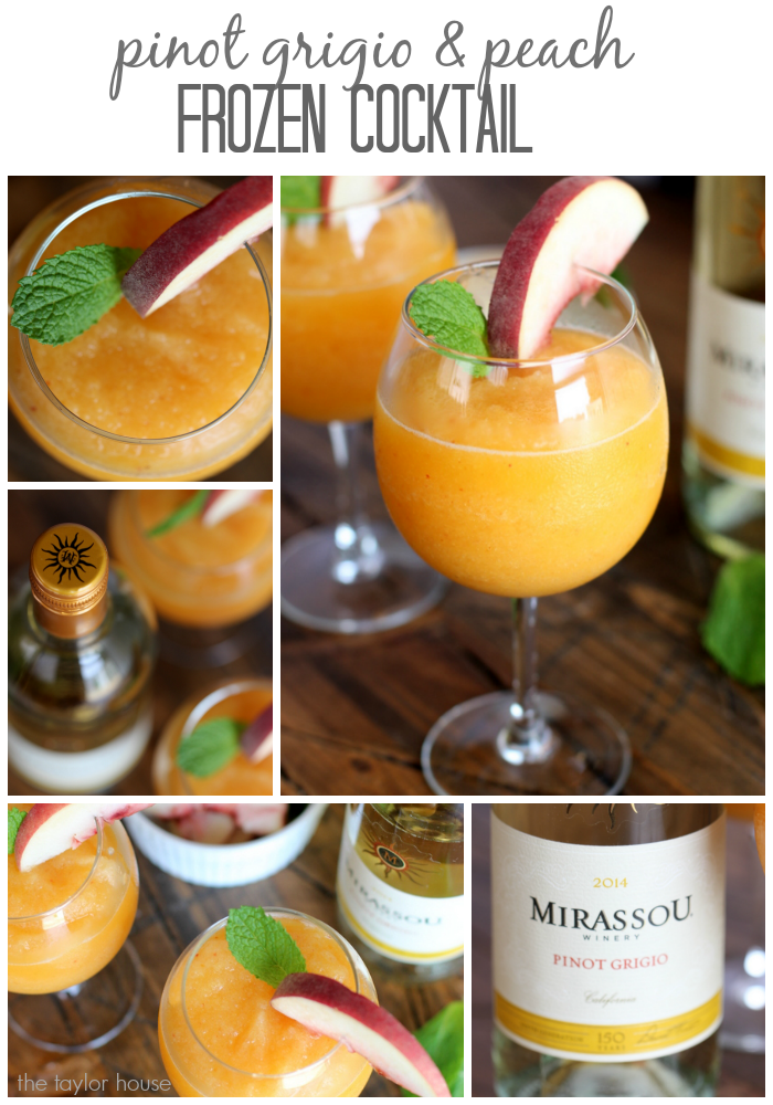 Delicious and refreshing Pinot Grigio Peach Frozen Cocktail!
