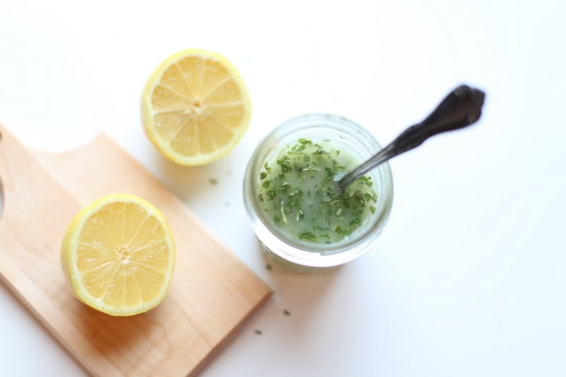Light and Delicious Lemon Herb Vinaigrette that's perfect for salads or marinating chicken and fish!