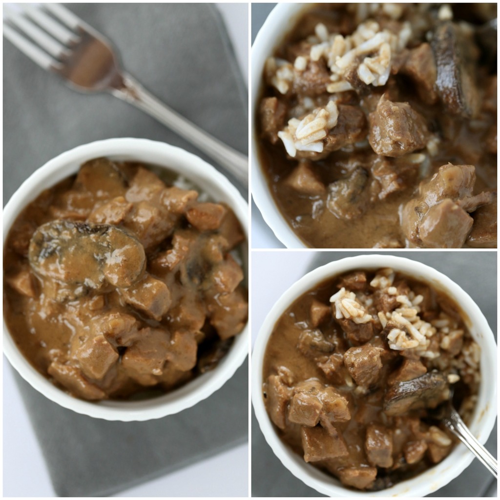 Delicious and Simple Slow Cooker Mushroom Steak and Rice recipe!