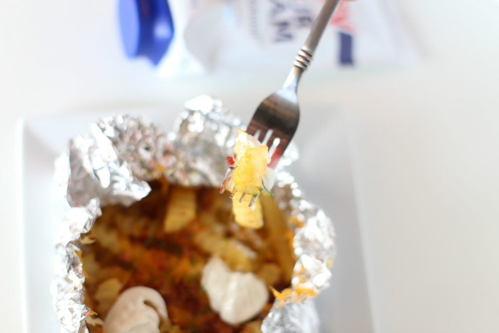 Tin Foil Loaded French Fries - made over the grill!