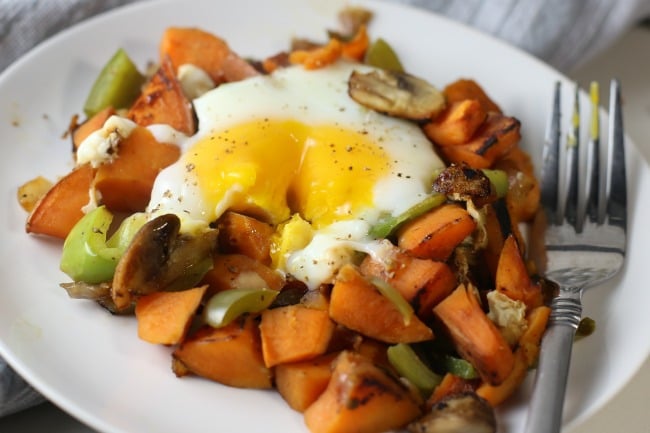 Simple Sweet Potato Hash with Eggs that's Healthy too!