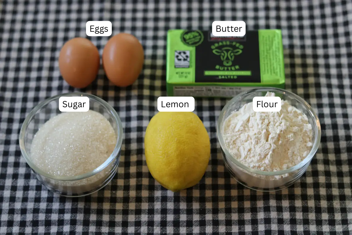 Ingredients photo for lemon brownies.