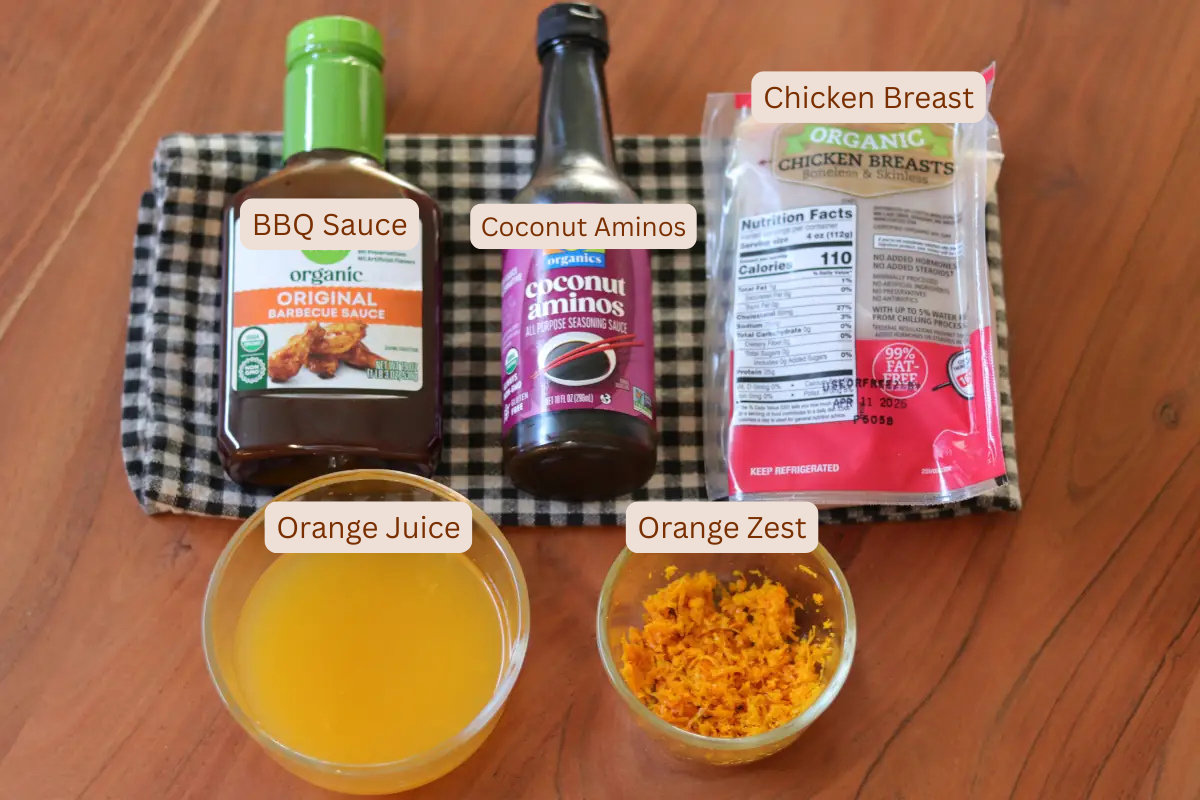 Ingredient photo for slow cooker citrus chicken.
