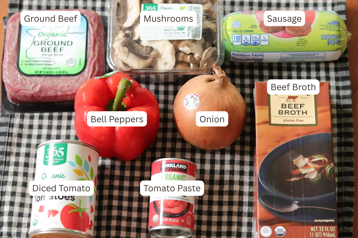 Ingredient photo for the low carb chili.