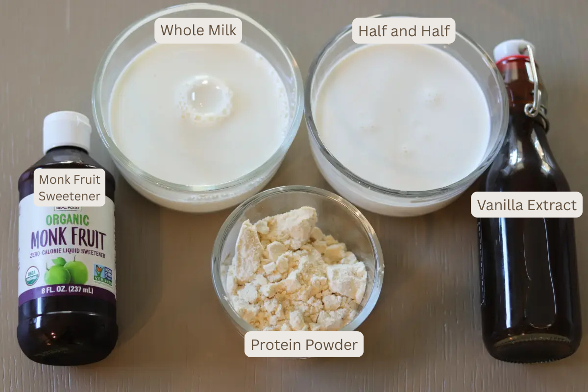 Photo of the ingredients for ninja creami ice cream.