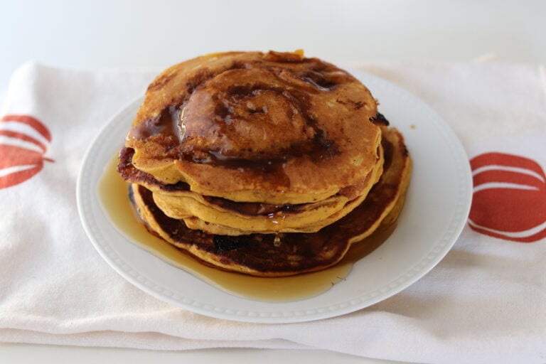Pumpkin Cinnamon Roll Pancakes