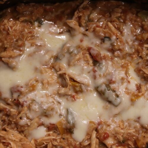 Crockpot Chicken Fajitas with cheese topping
