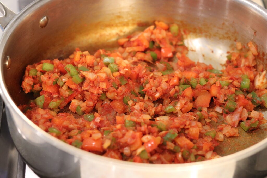 Combine tomato paste until the entire mixture forms a paste like texture