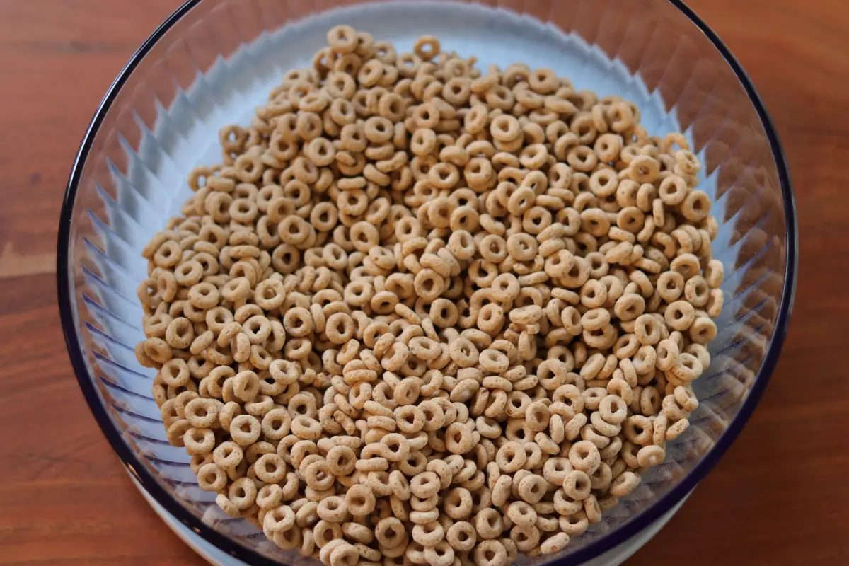 a large bowl of cheerios.