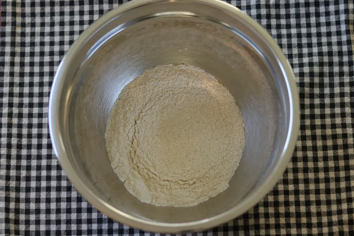 Dry ingredient in a mixing bowl.