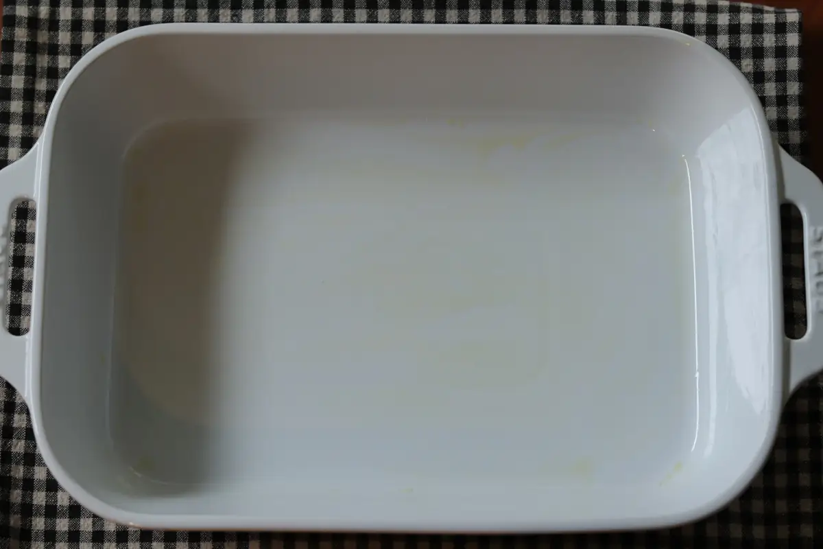 Prepared casserole pan.