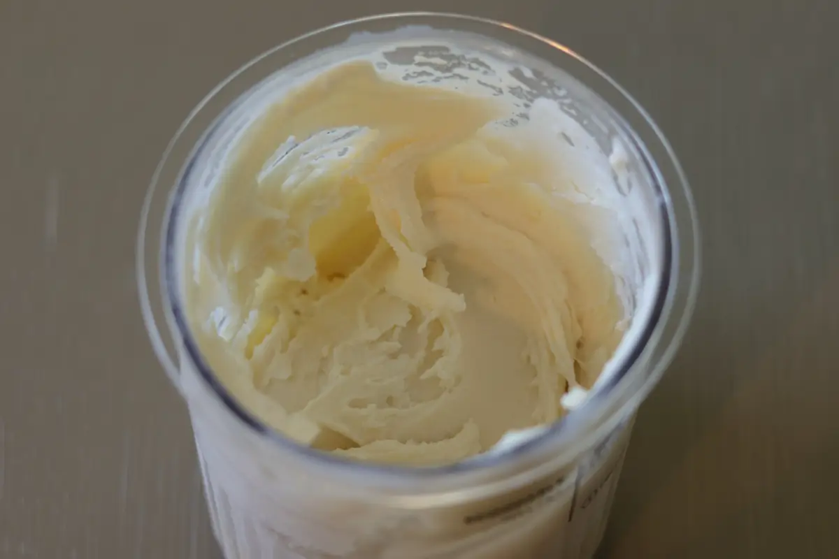 Ninja creami ice cream after it has been spun.